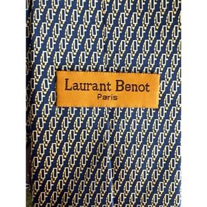 Classic Silk tie made in Paris,‎ geometric navy elegant classic Laurent Benot